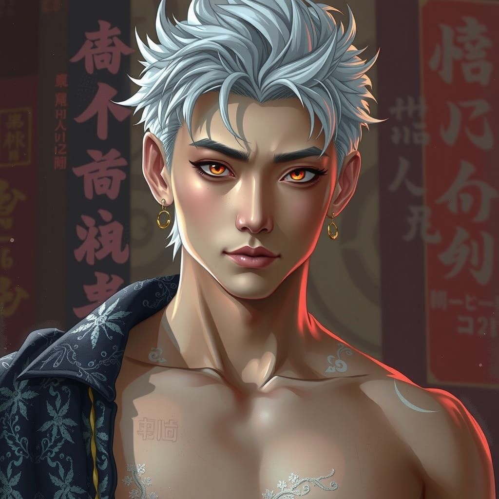 Dramatic Korean Prince in Cyberpunk Style