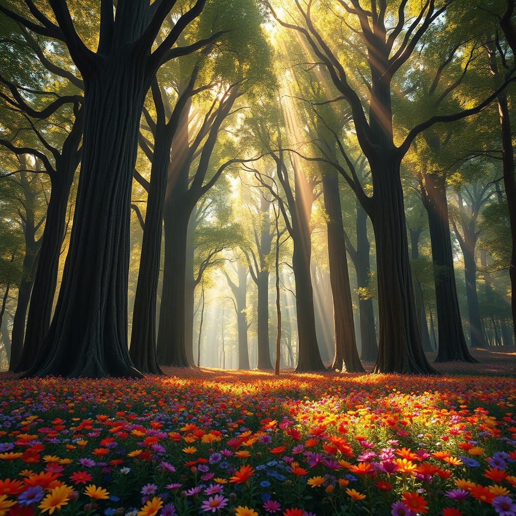 Surreal Forest Landscape in Vibrant Colors