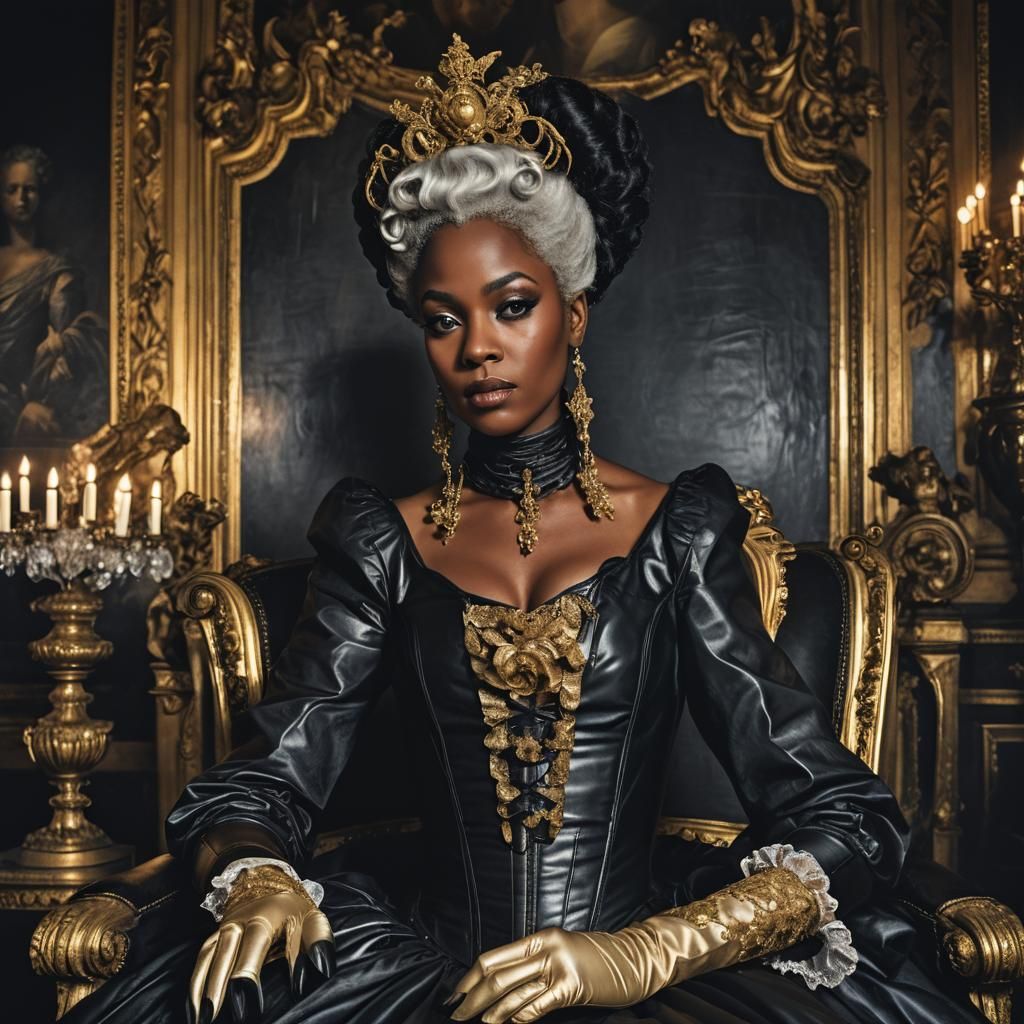 Black Marie Antoinette in Gothic Baroque Style