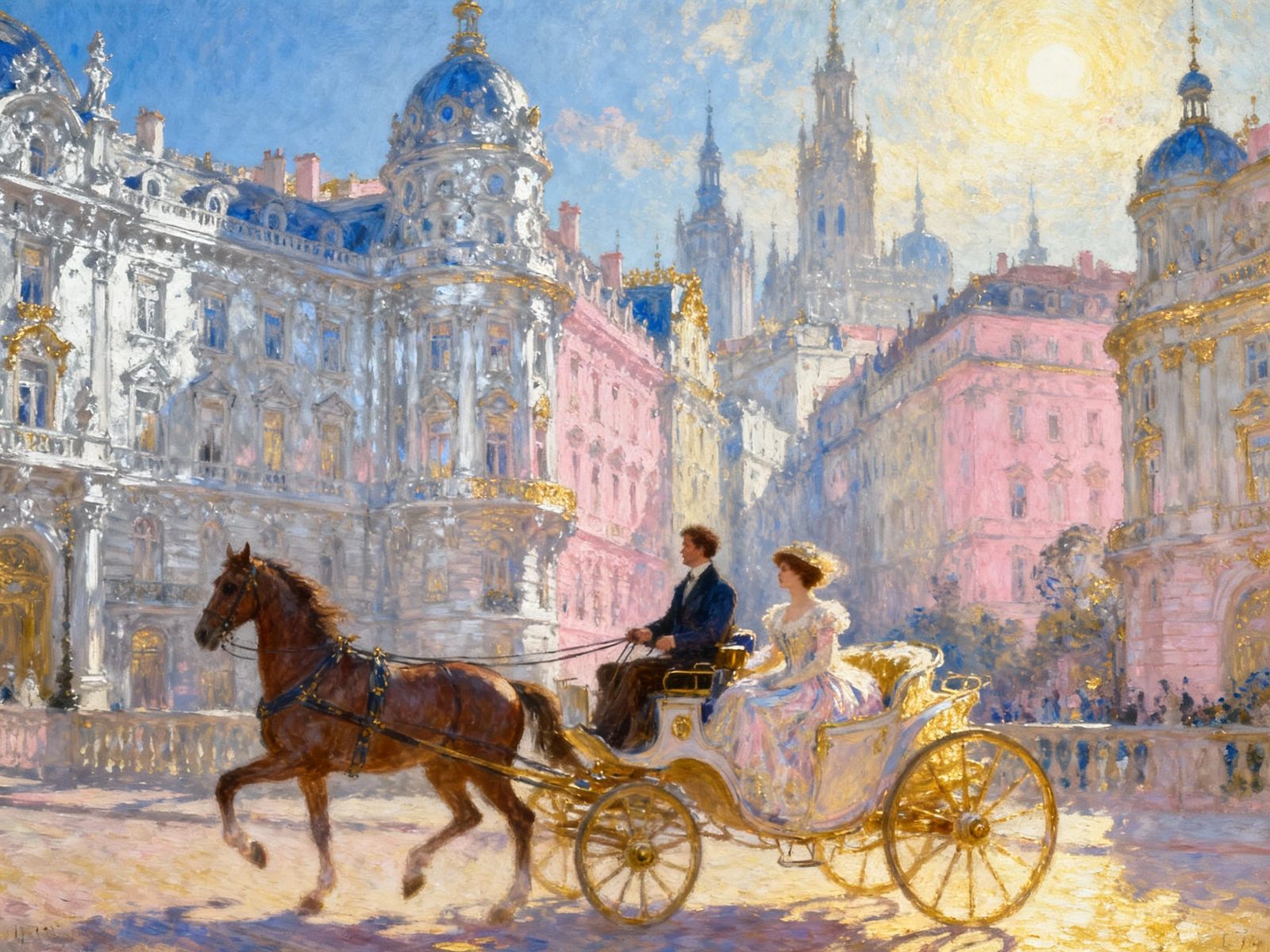Victorian Cityscape with Horse Carriage Ride