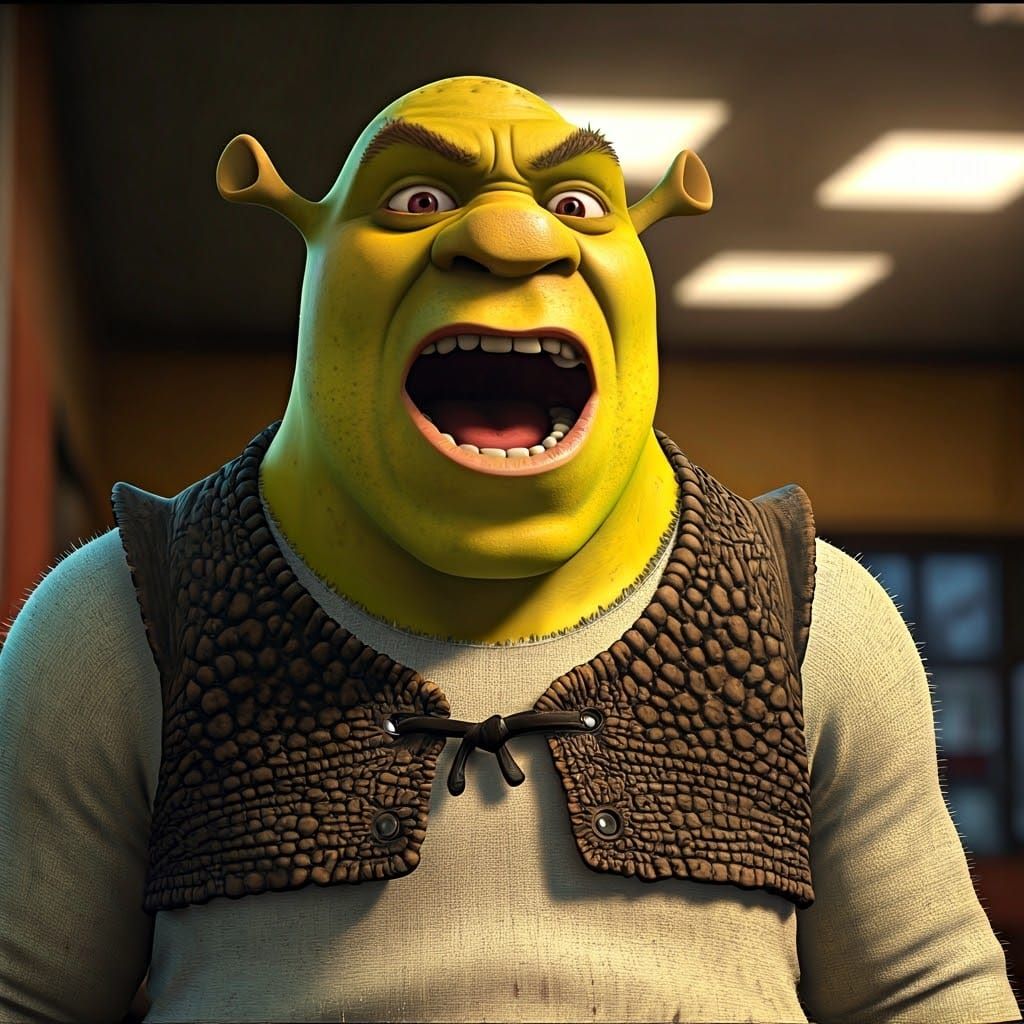 Angry Shrek Manages McDonald's: Professional Photo