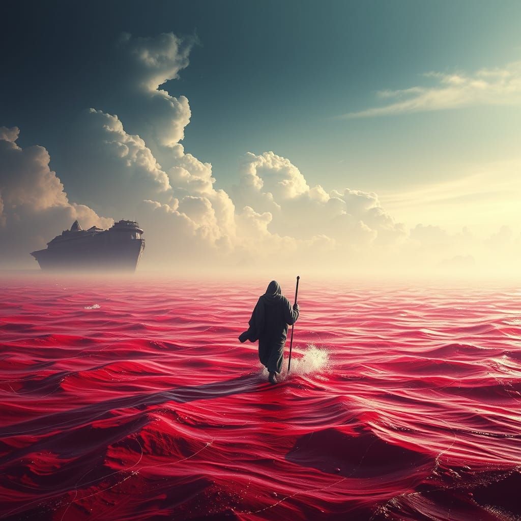 Moses Leads Exodus Through Red Sea: Epic Scene