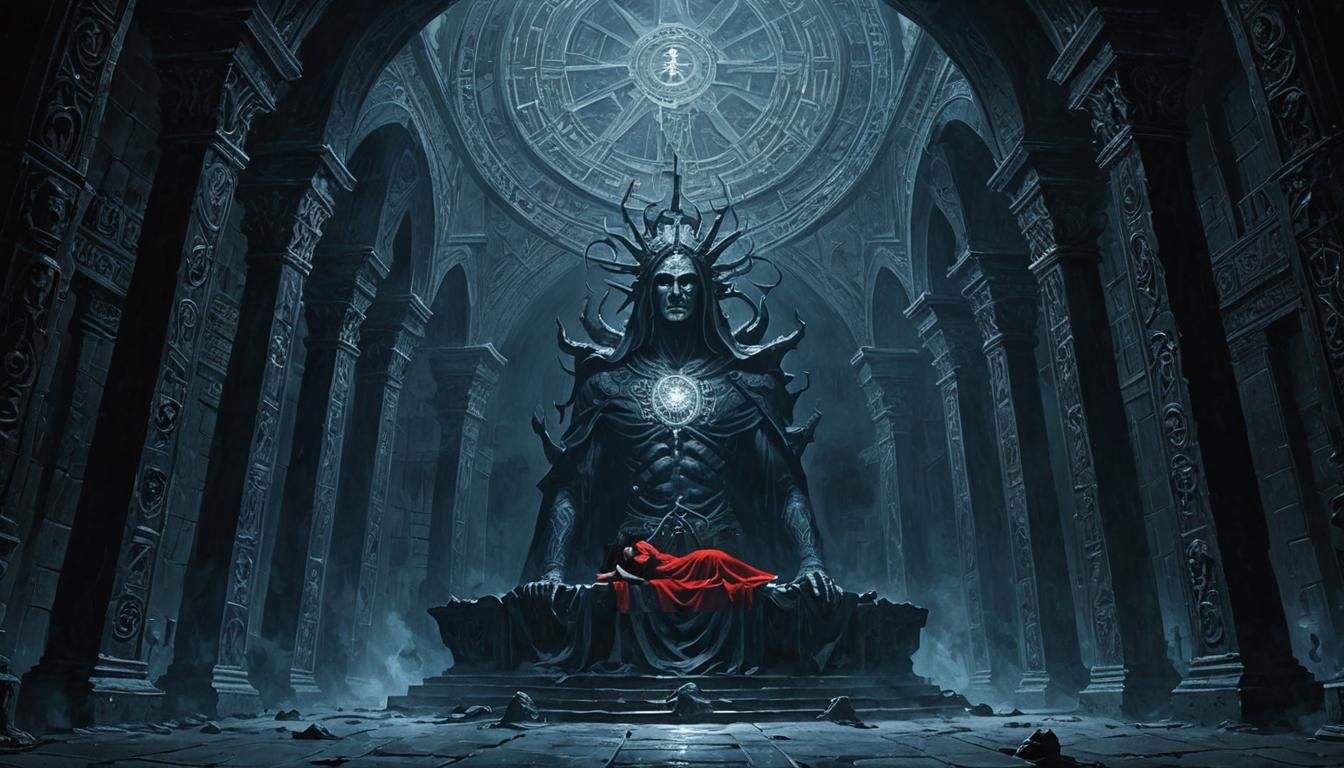 Noir Night: Dark Ritual in a Dark Fantasy Painting