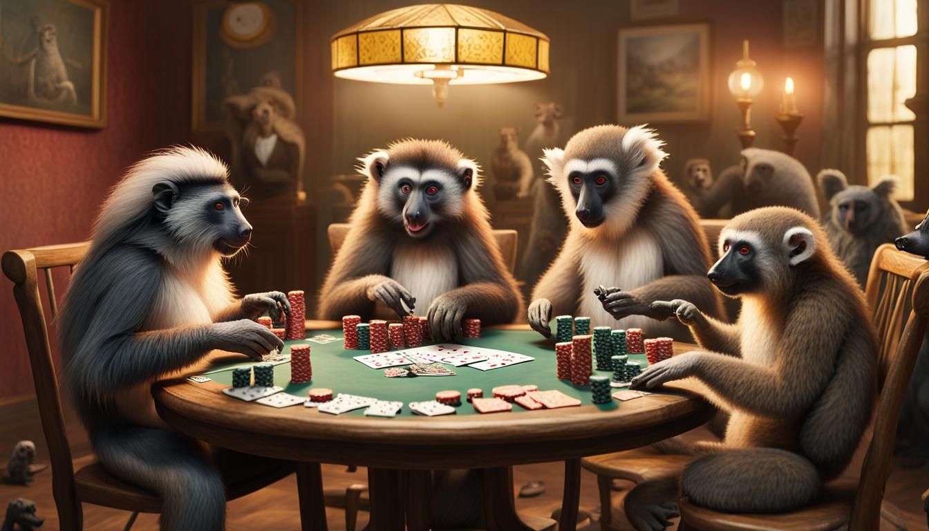 Primates Play Warhammer in 'Dogs Playing Poker' Style