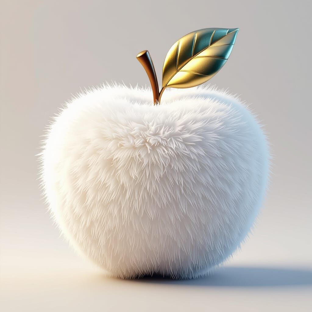 3D Fluffy Apple Icon in Pixar Style