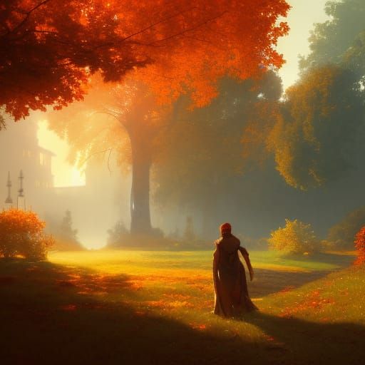 Autumn Morning: Hyperdetailed Splash Art Landscape