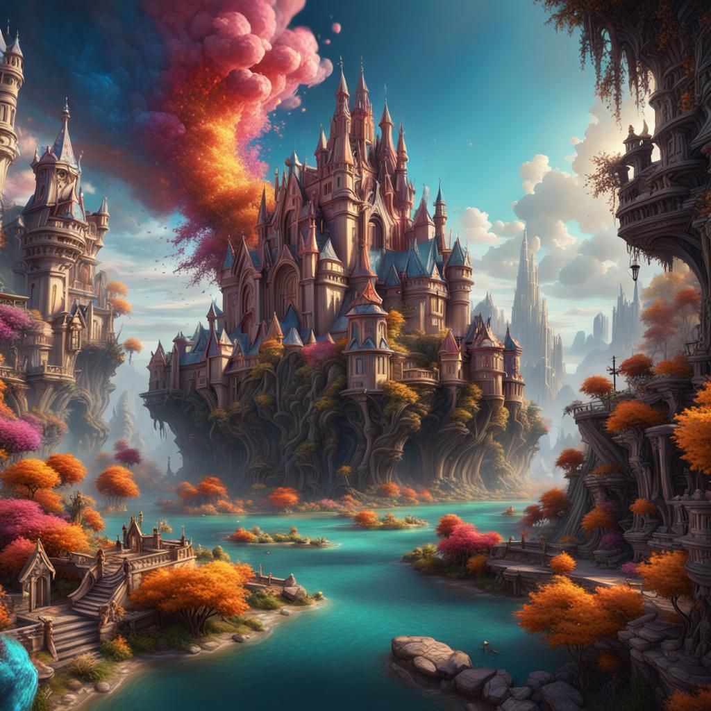 Fantastical Matte Painting with Vibrant Colors