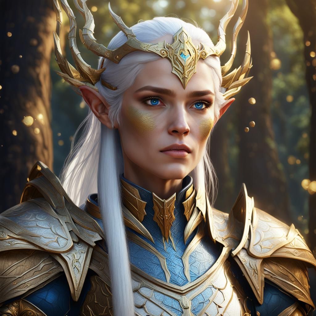 Wood Elf Cleric with Gold Armor