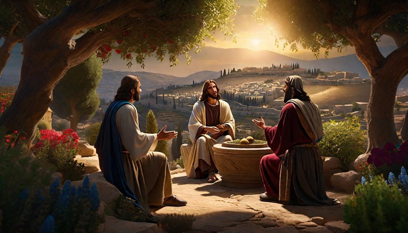 Surreal Illumination in the Garden of Olives: Jesus Teaches...