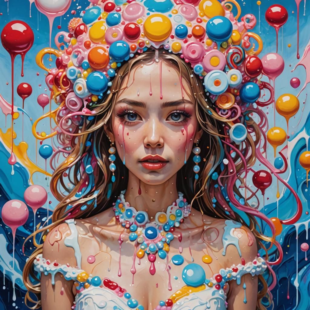 Colorful Bride in Whimsical Oil Painting