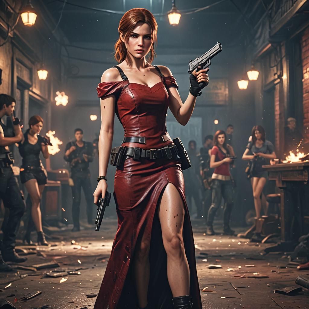 Claire Redfield in Prom Dress with Handgun