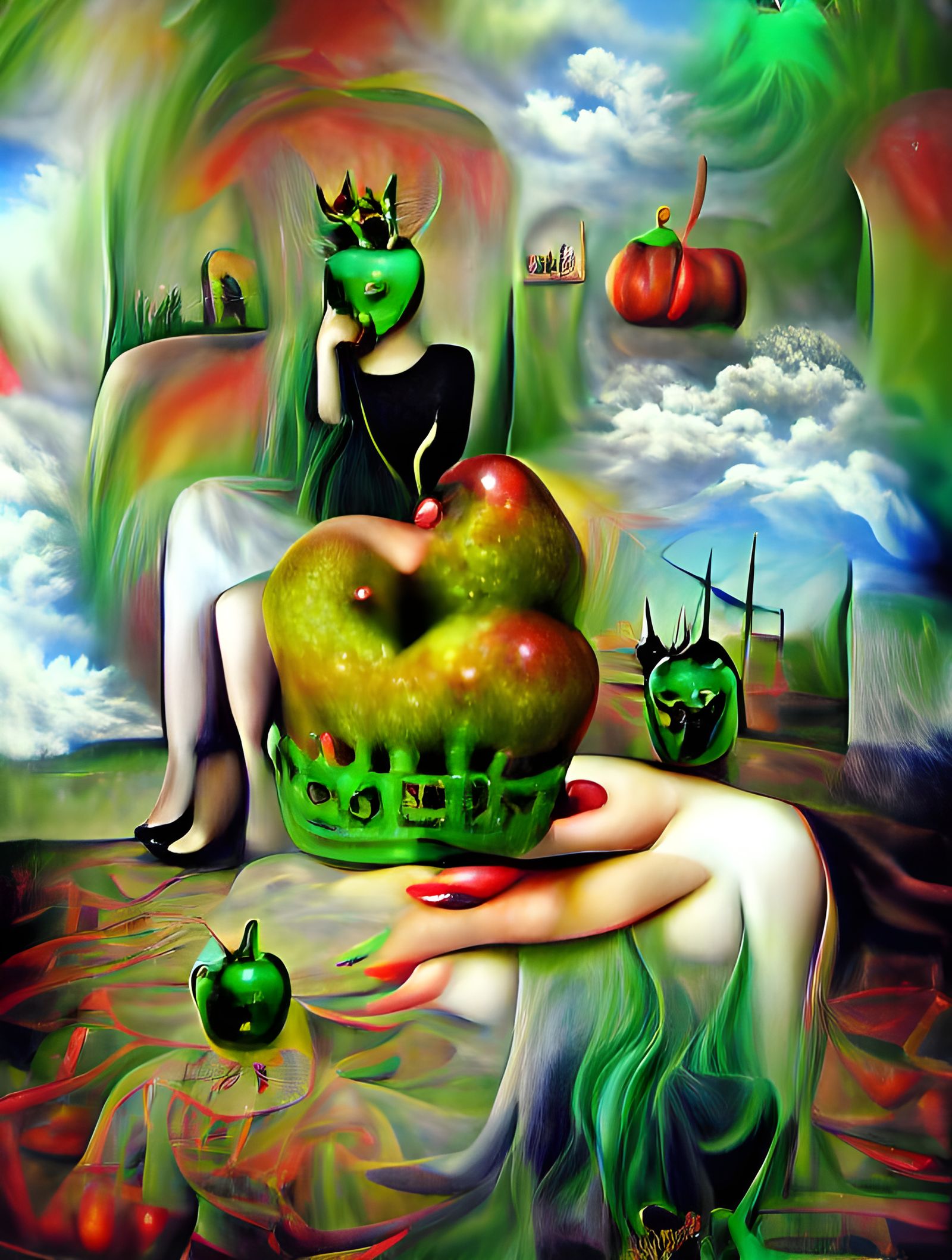 The Evil Green Apple Queen: A Surreal Portrait