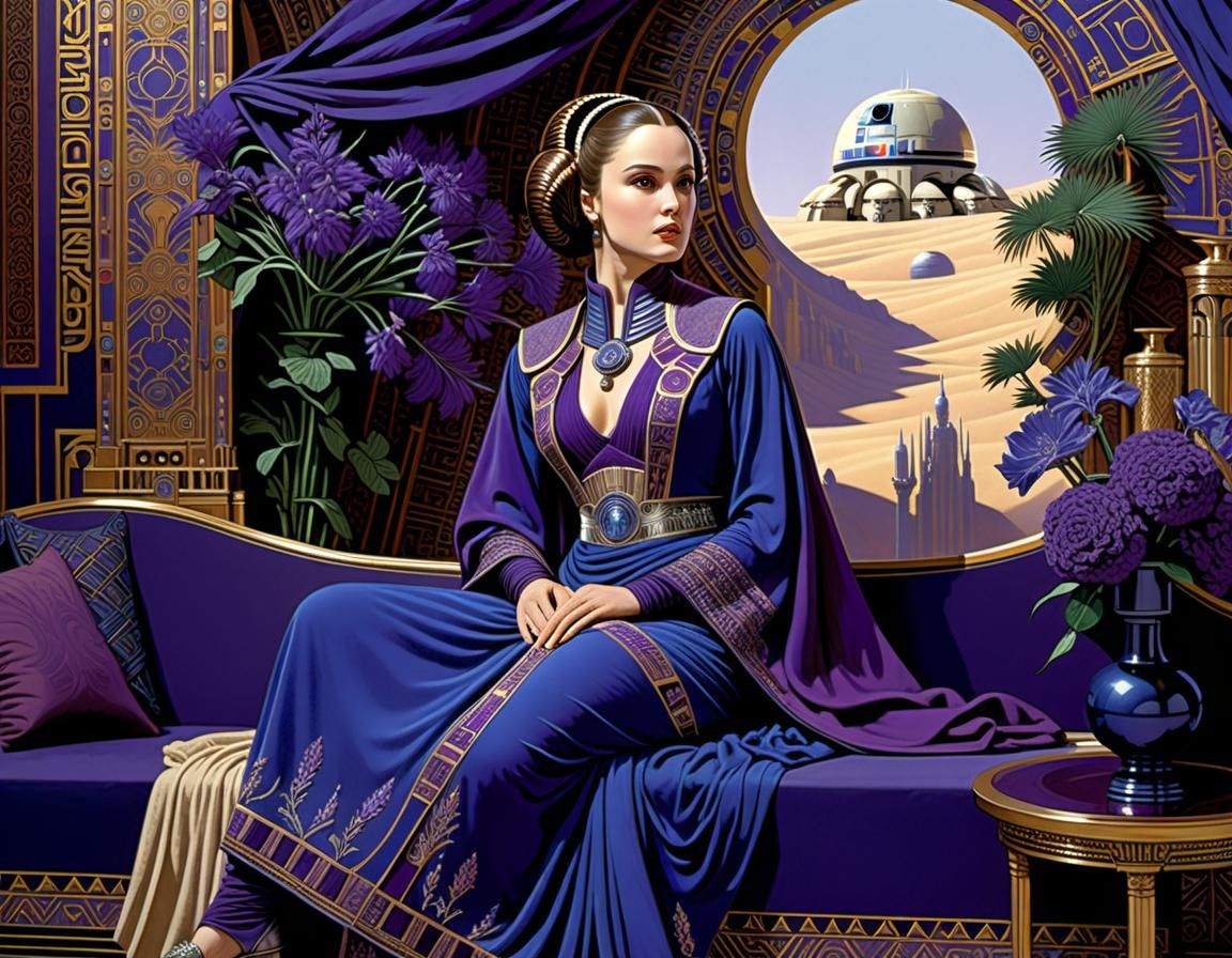 Padmé Amidala Portrait in Retrofuturistic Sci-Fi Style