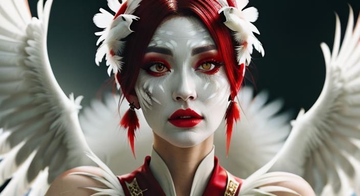 Cinematic Close-Up of Woman with Dove Feathers