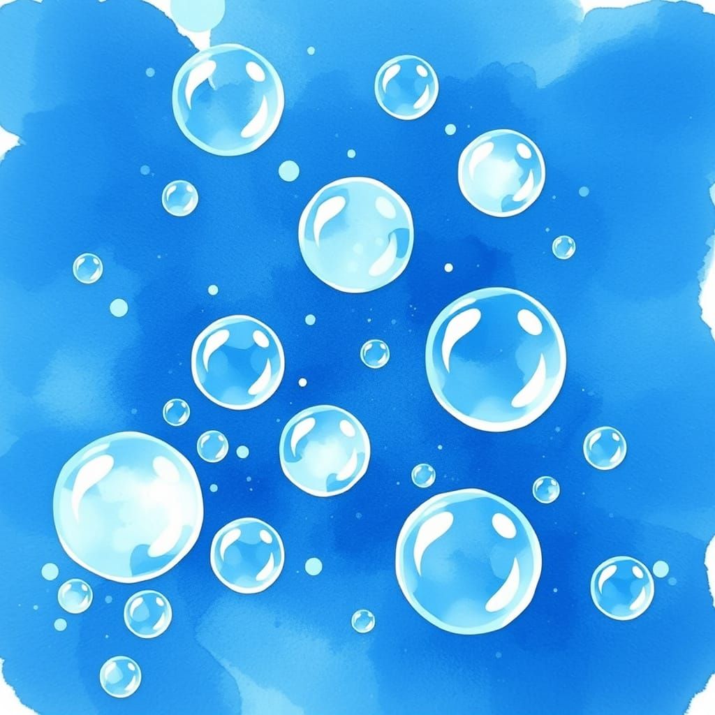 Delicate Blue Watercolor Bubbles