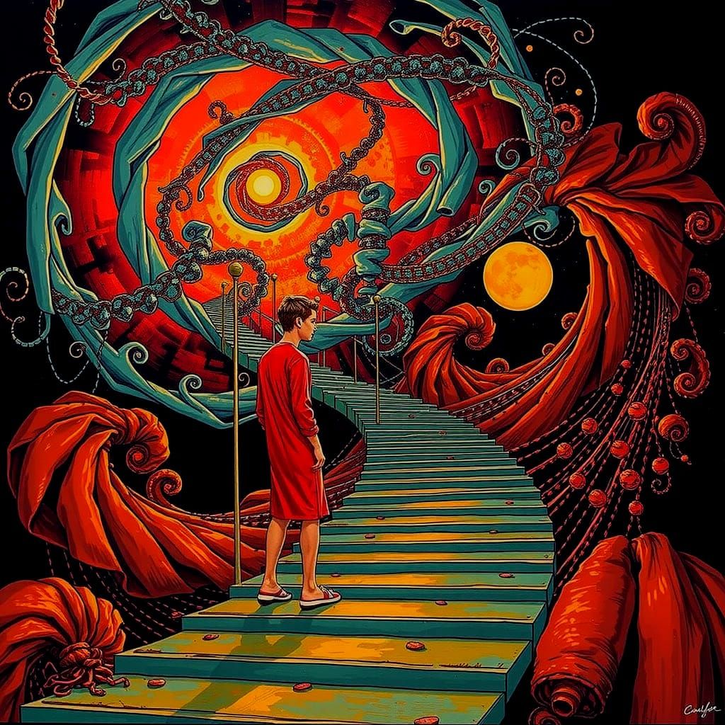 Abstract Swirls of Red and Scarlet Hues