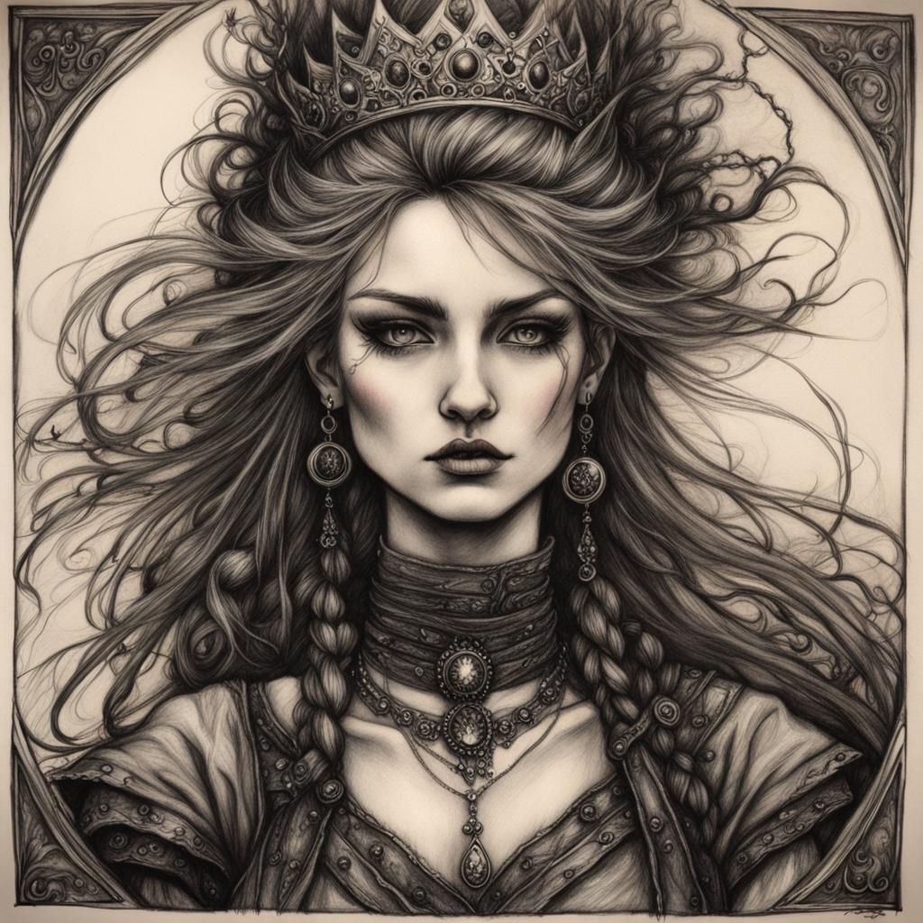 Punk Princess in Arthur Rackham Style