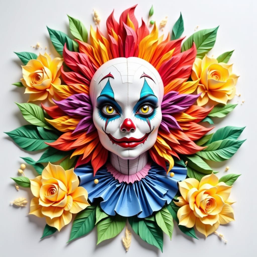 Creepy Clown in Kirigami Paper Art