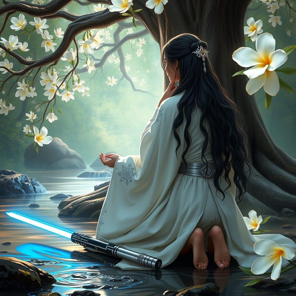 Jedi Kneeling Before the Tree of Life