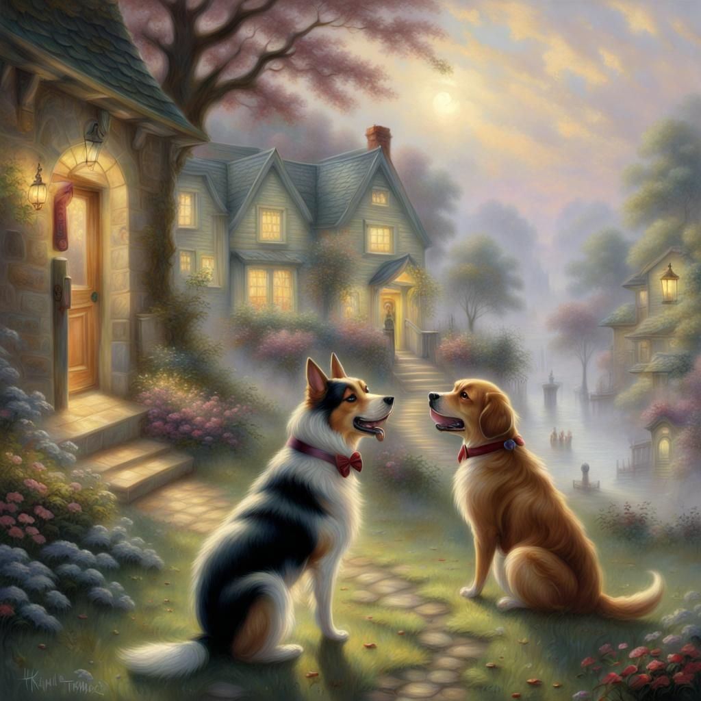 Dog in Tie: Ethereal Fantasy Art