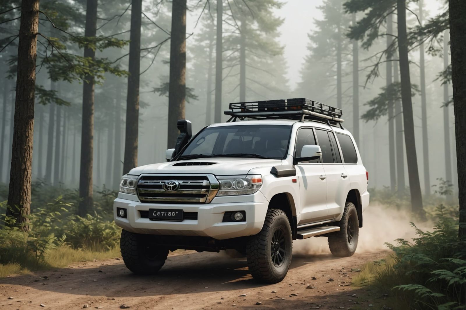 Armored Toyota Land Cruiser on Forest Path