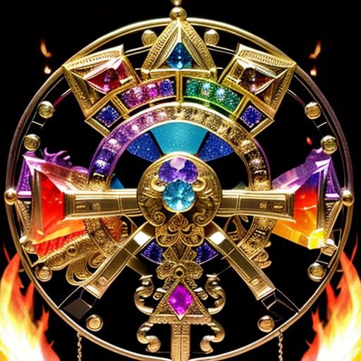 Angelic Bull with Rainbow, Fire, and Crystals