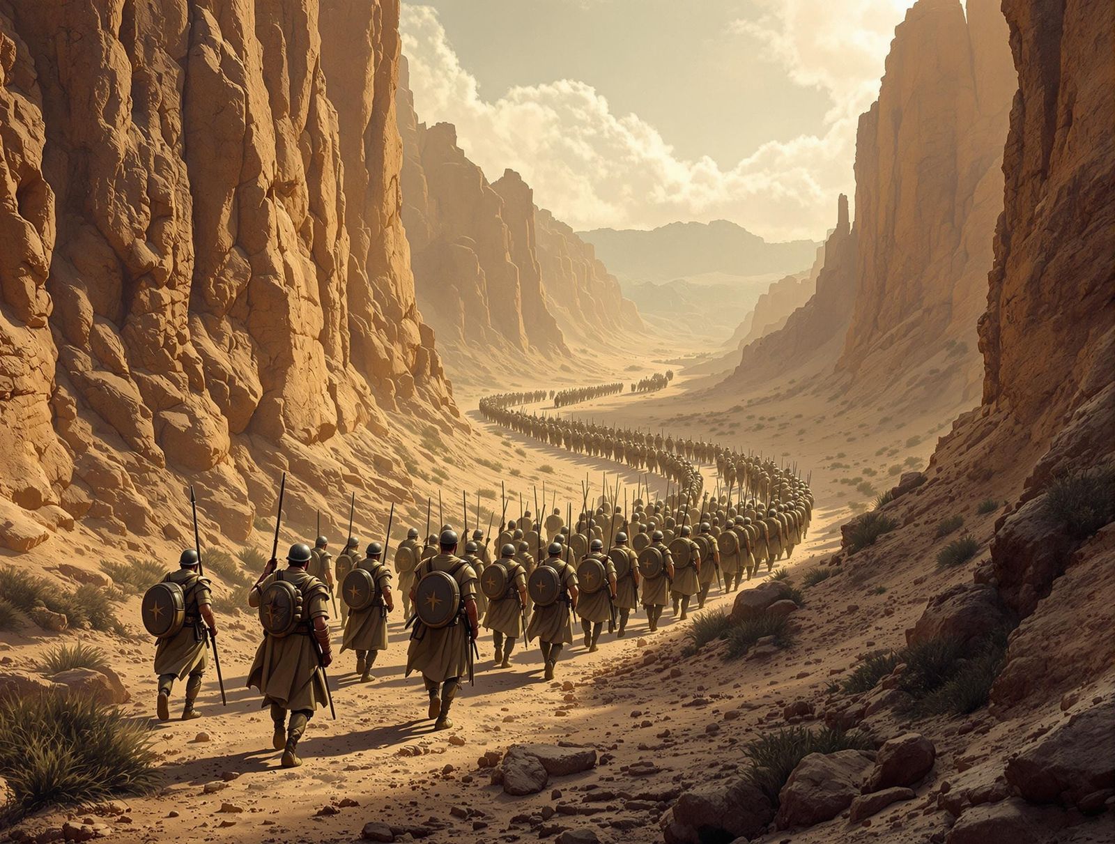 Ancient Army Marches Through Desolate Canyon