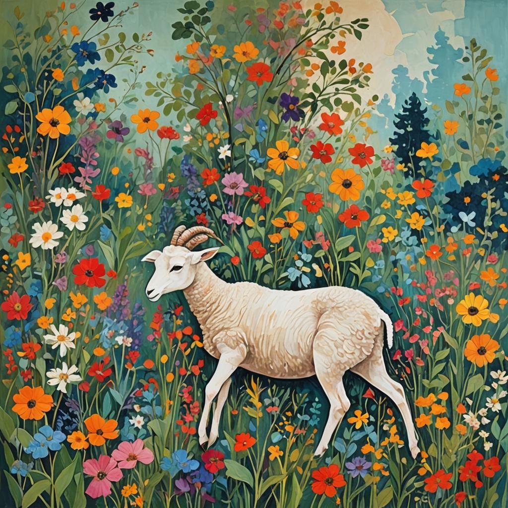 Abstract Garden Scene with Complementary Colors