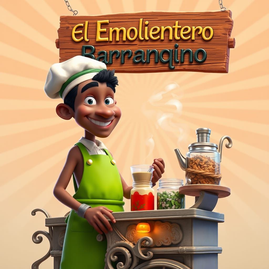 Charming Peruvian Emolientero in Pixar-Inspired 3D Style