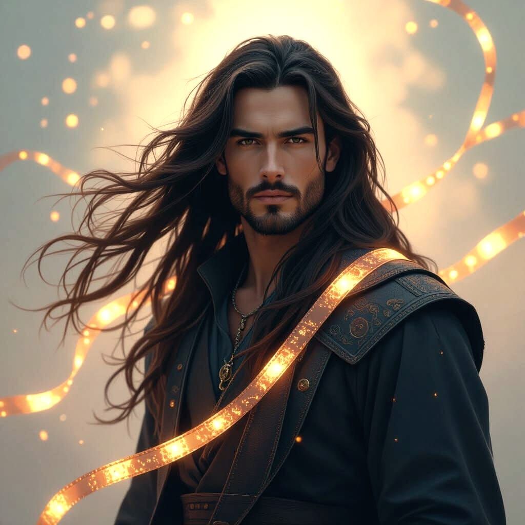 Celestial Male Spirit with Flowing Galactic Hair