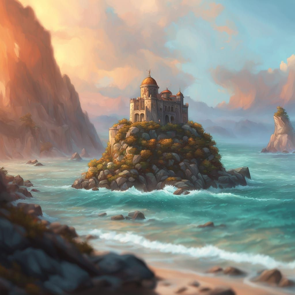 Seaside Ruin in Hyper-Realistic Digital Art