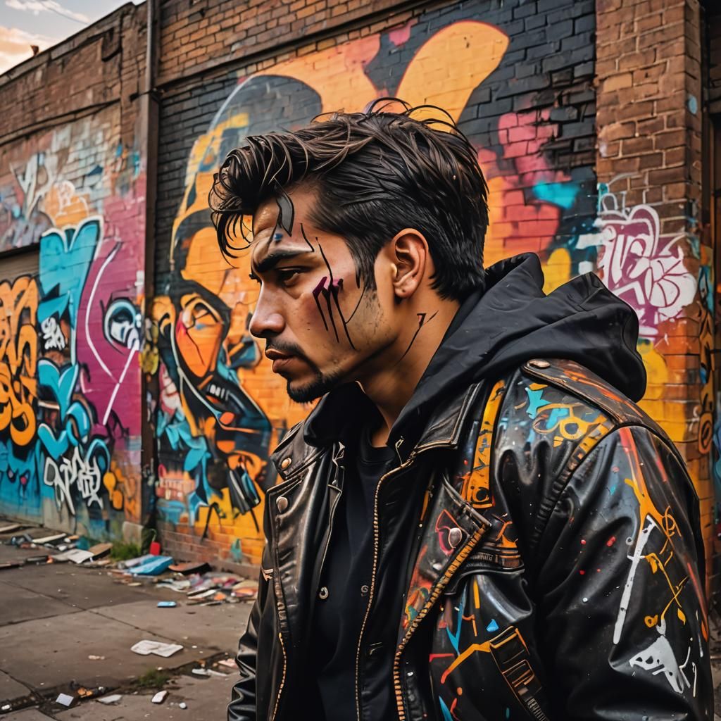 Corrupted Investigator in Vibrant Graffiti Art Style