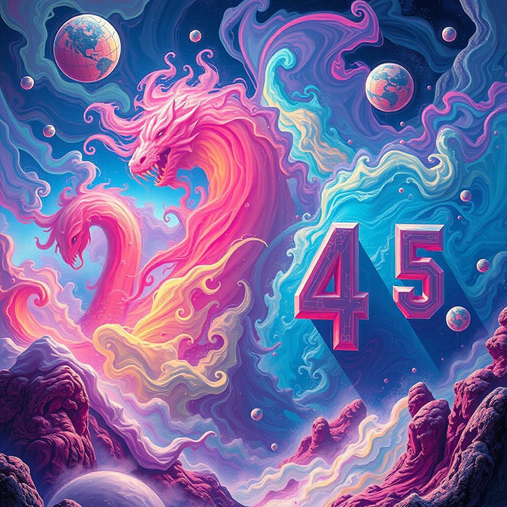 Vibrant Dreamscapes of Neon Numbers