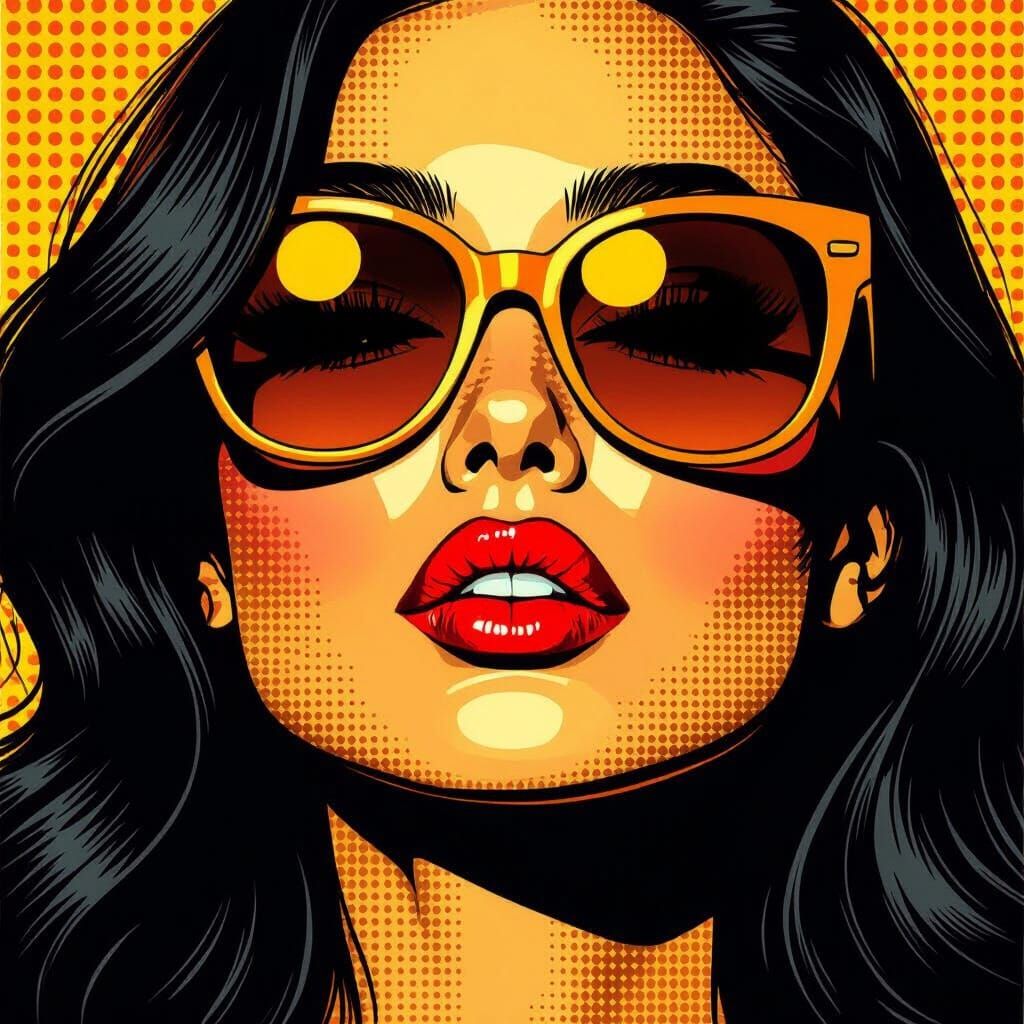 Pop Art Close-up with Bold Comic Book Style