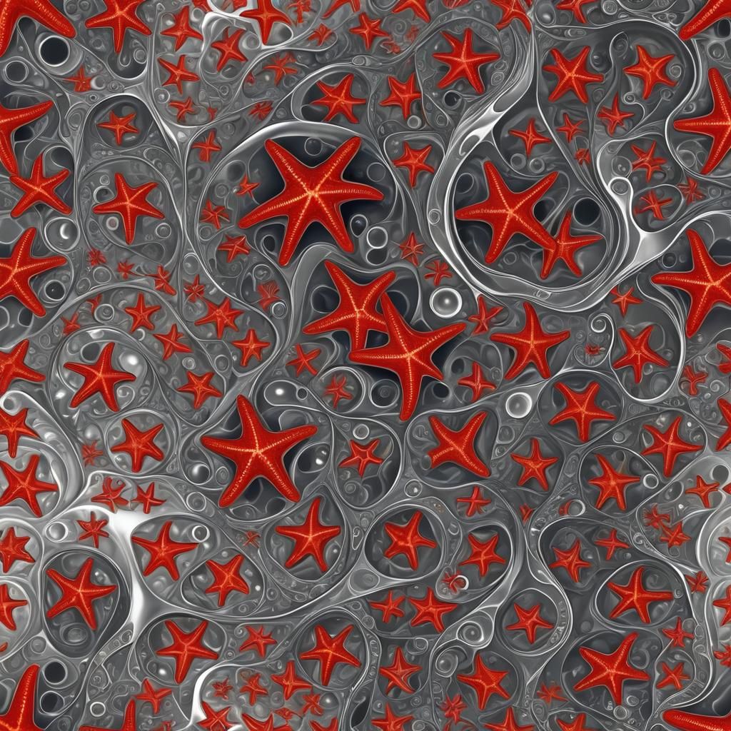 Red Starfish in Love Potion: Abstract Fractal Art