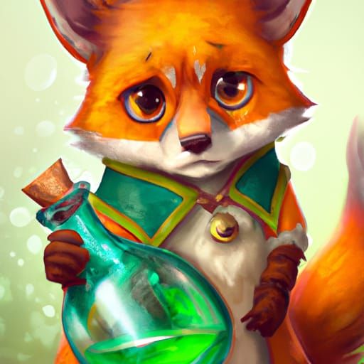 Fox with Potion Bottle: Digital Matte Painting