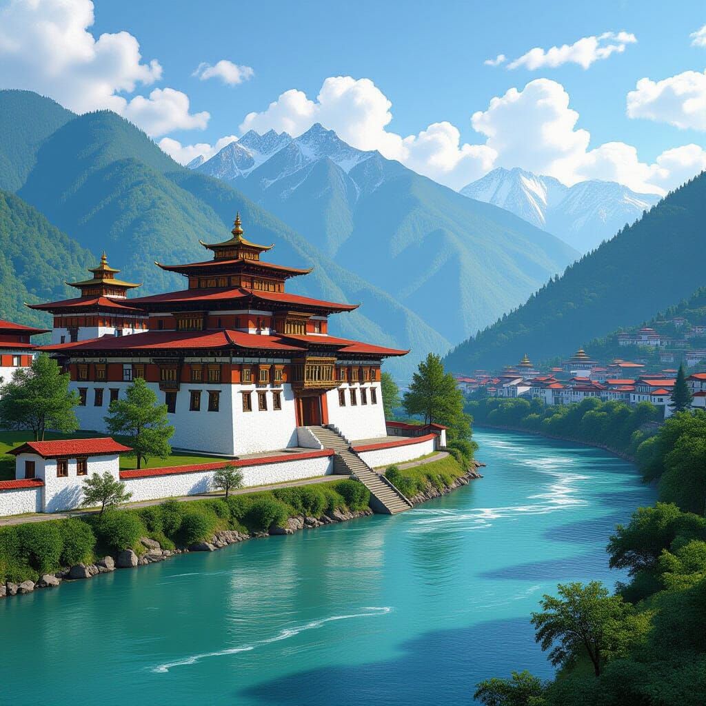 Punakha Dzong Monastery in Bhutan: A Serene Landscape