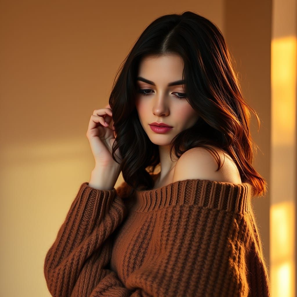 Cozy Portrait of a Young Woman in Soft Focus