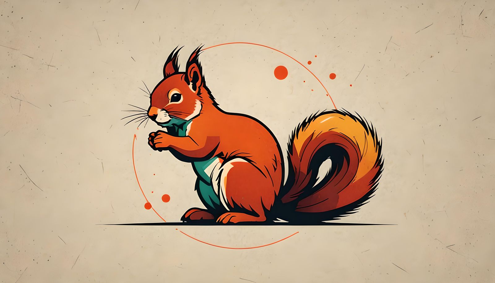 Minimalist Red Squirrel Logo in Solarpunk Style