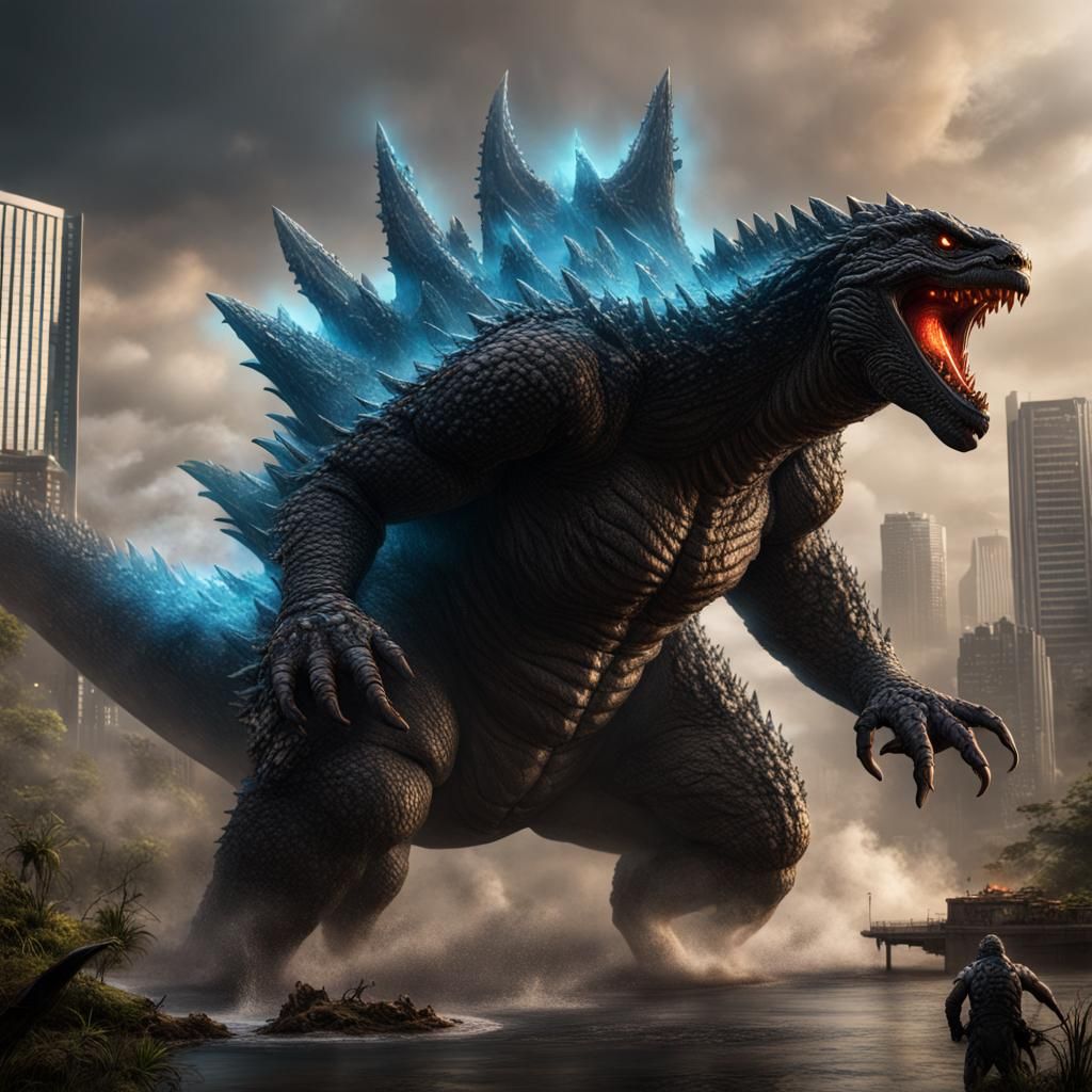 Godzilla Battles the Ugliest Monster: Detailed Matte Paintin...