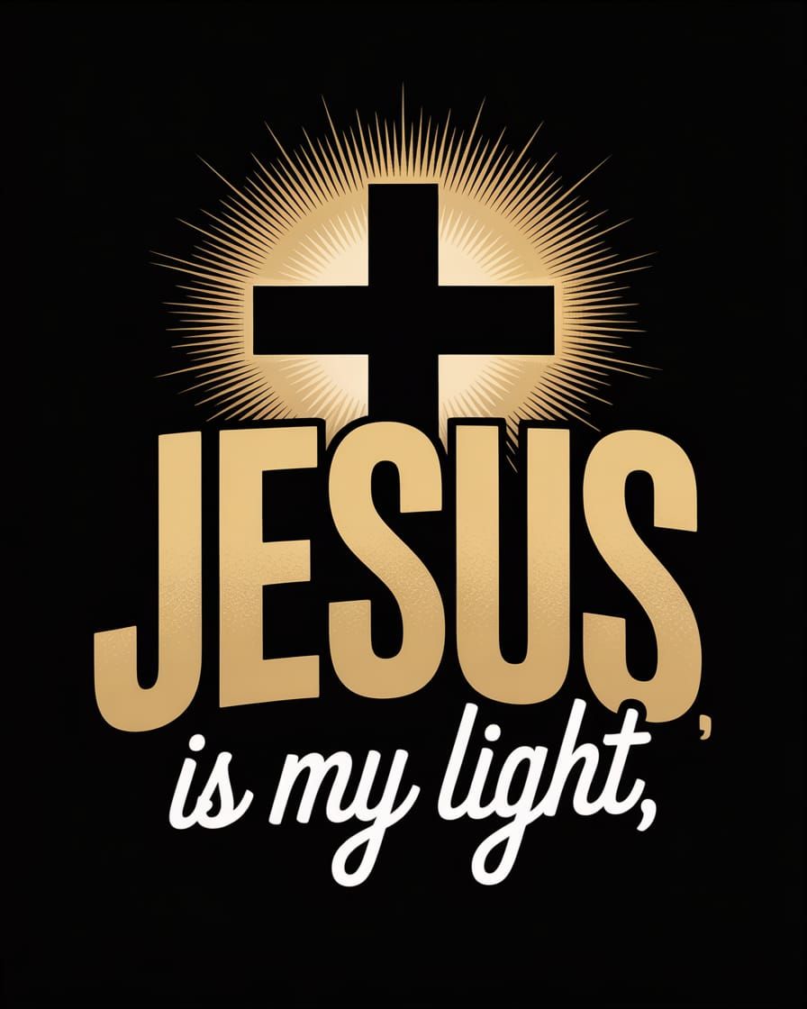 Radiant Cross and Jesus Design for Christian T-Shirt
