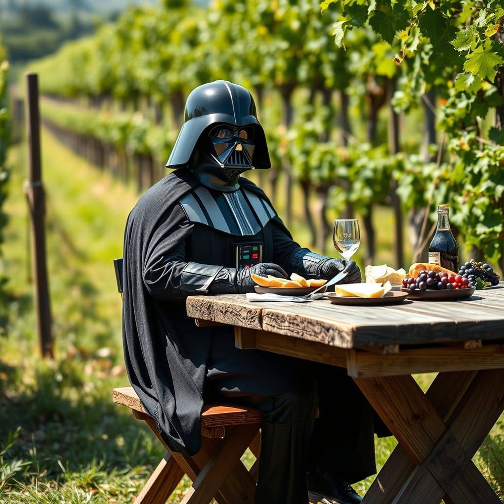 Darth Vader's Idyllic Vineyard Picnic in Impressive DSLR Pho...