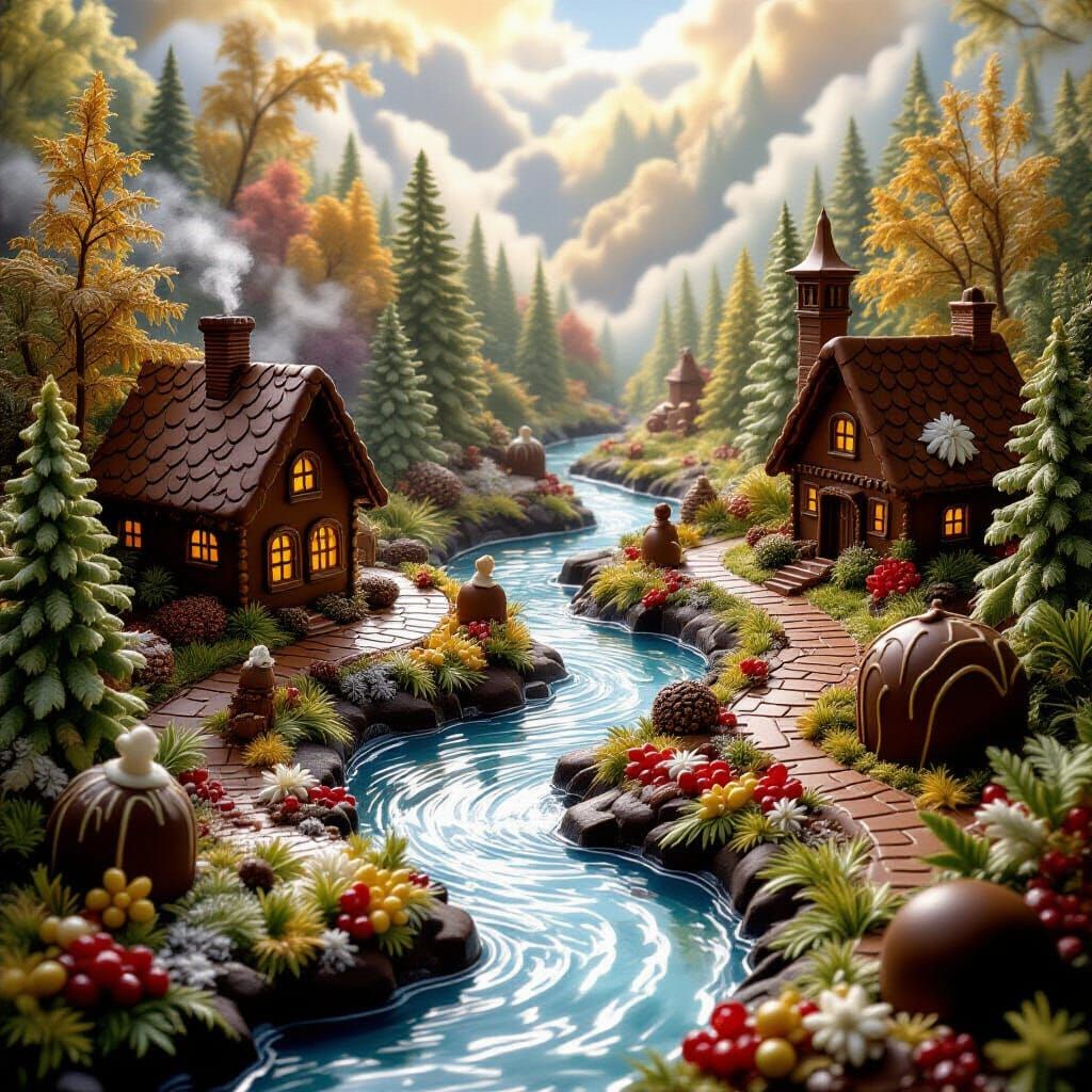 Chocolate Fantasy Landscape in Hyperdetailed Style