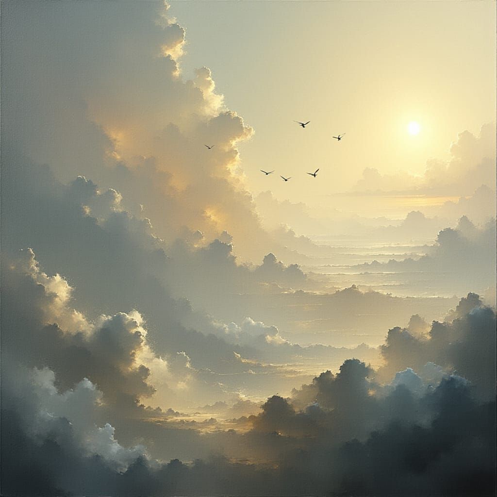 Luminous Silvering Photograph of Rainbow Clouds