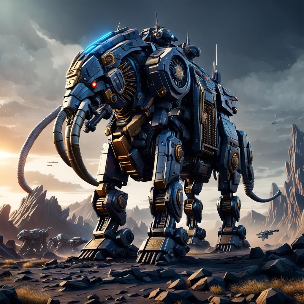Futuristic Mammoth Zoid with Heavy Weaponry