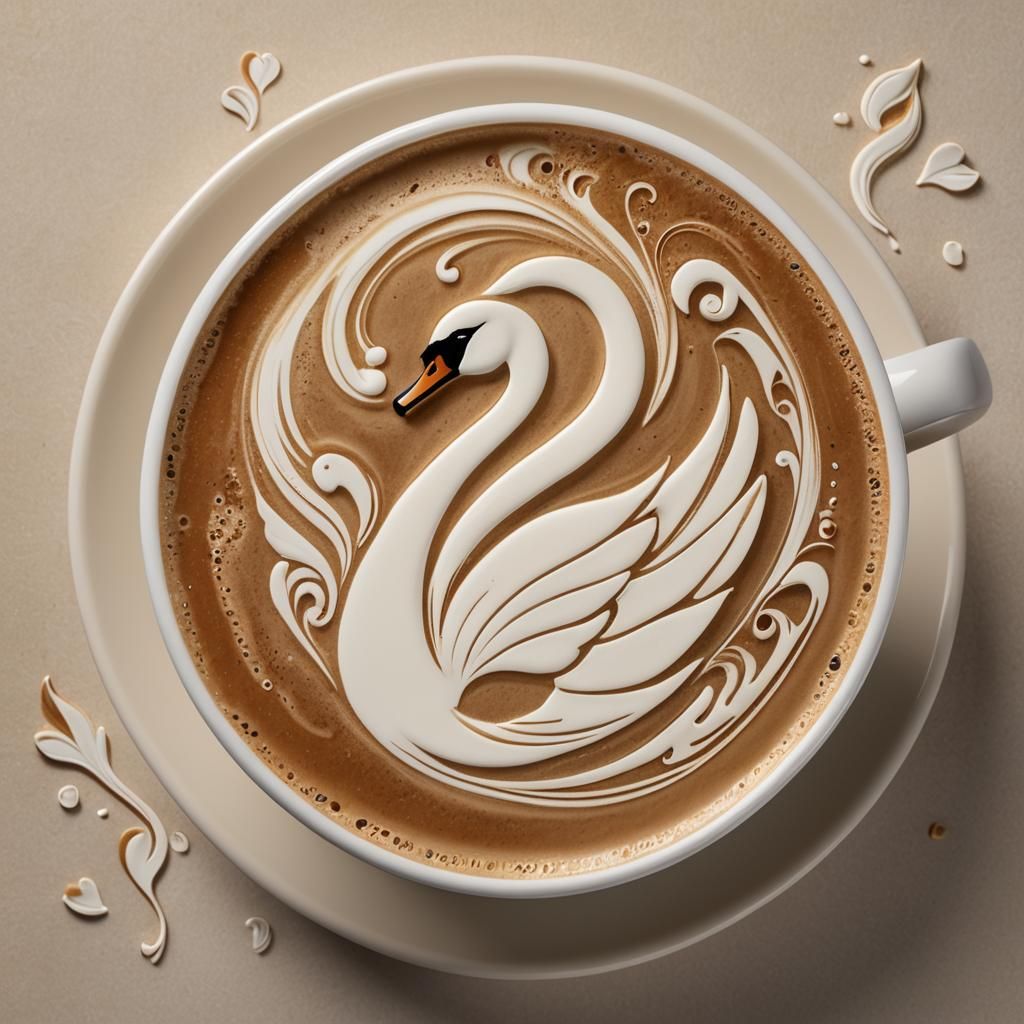 Elegant Coffee Shop Latte Art in Tonalism Style