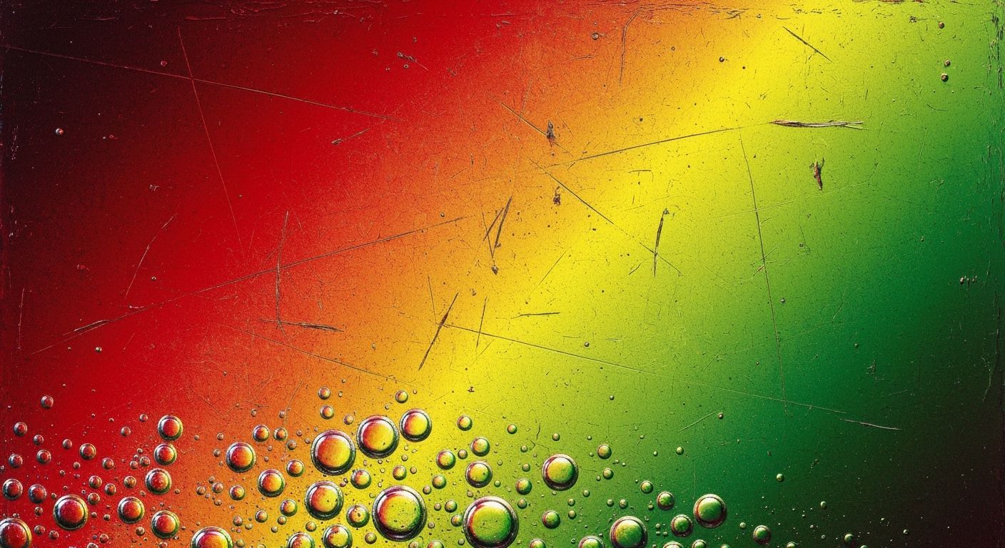 Abstract Expressionist Artwork With Red, Yellow, Green Palet...