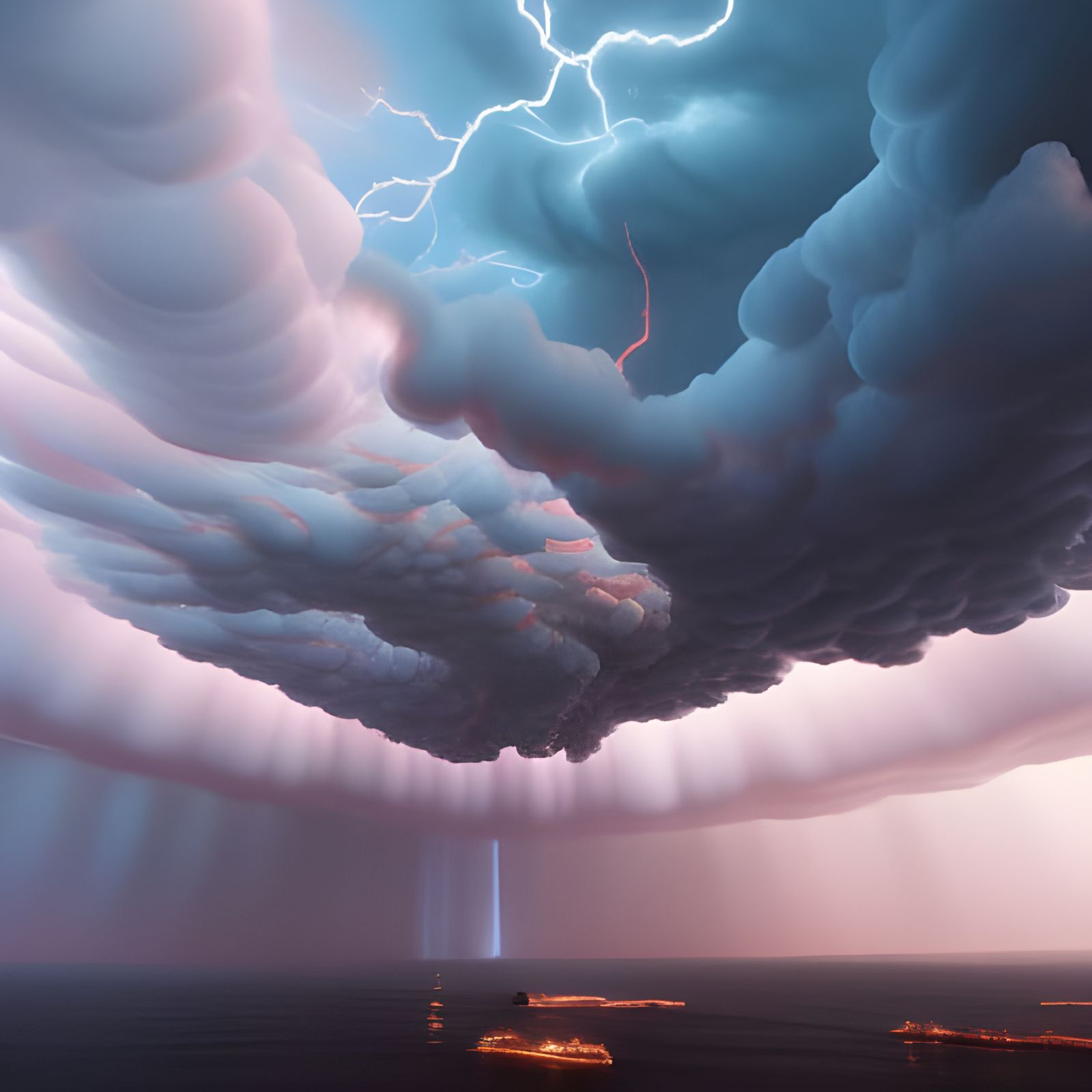 Furious Storm over the Sea as Impasto Painting