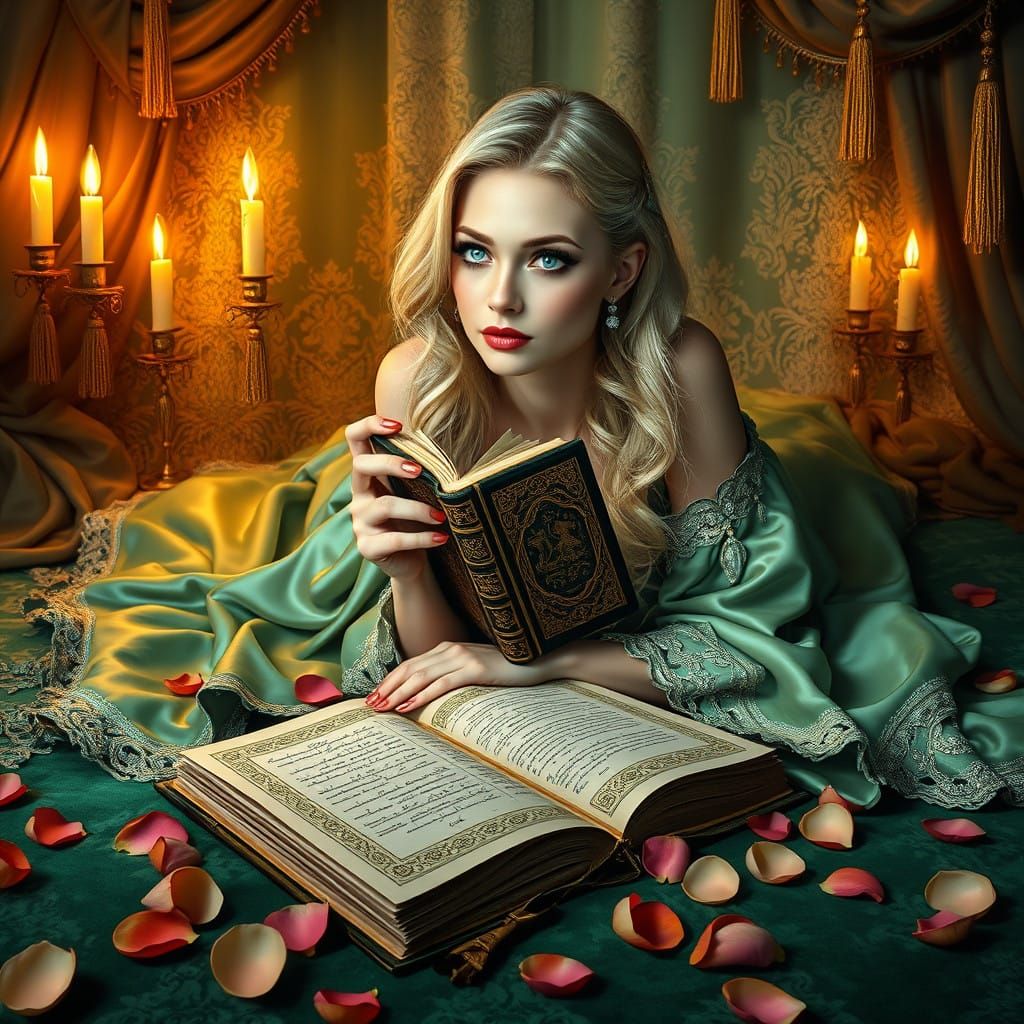 Elegant Lady Amidst Lavish Opulence