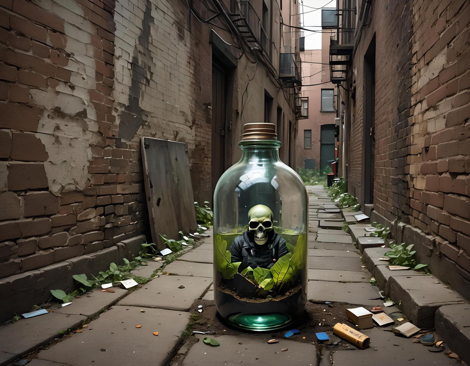 Sinister Earth in a Bottle Alleyway